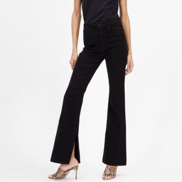 Rag & Bone Jeans Bella Flare Split Hem Black Womens Sz 30 Stretch High Rise - Picture 1 of 10